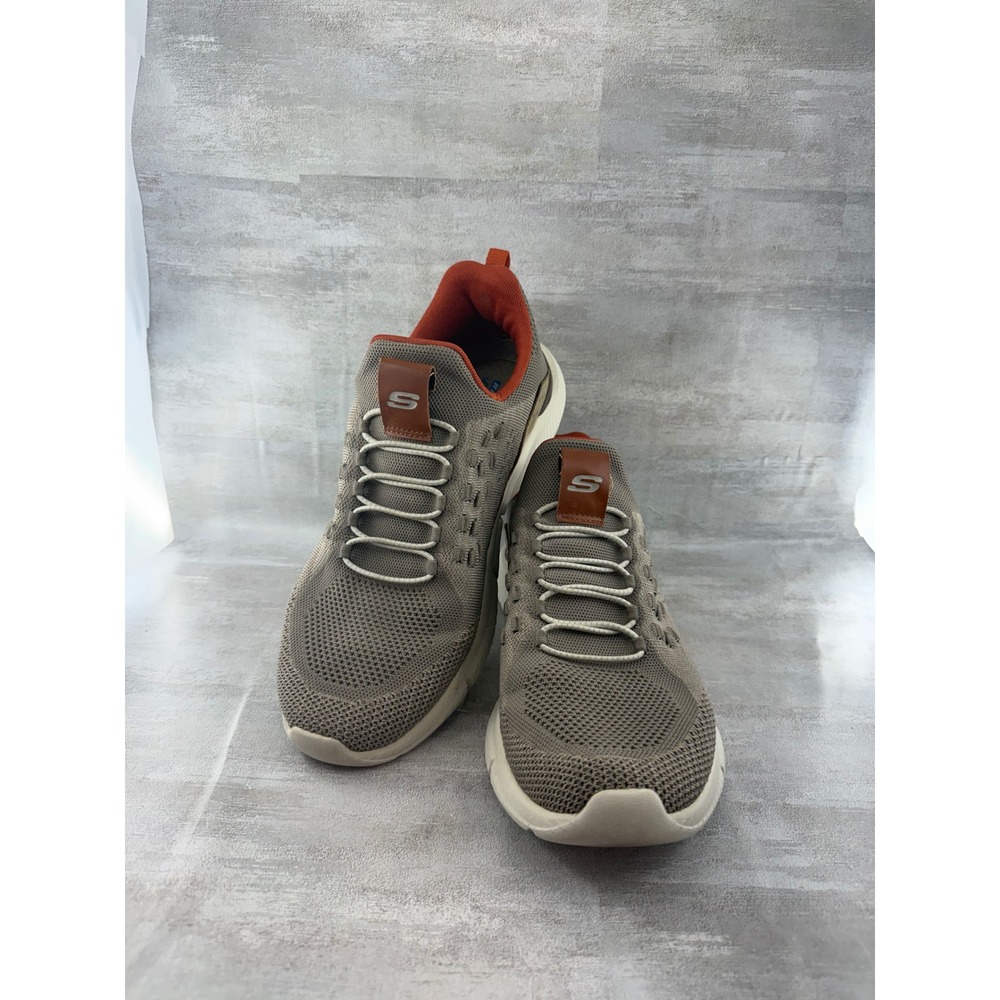Skechers Relaxed Fit Men Taupe Bungee Lace Sneakers 210028 Size 10.5